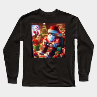 Roblox Santa Claus playing video game at Christmas Long Sleeve T-Shirt